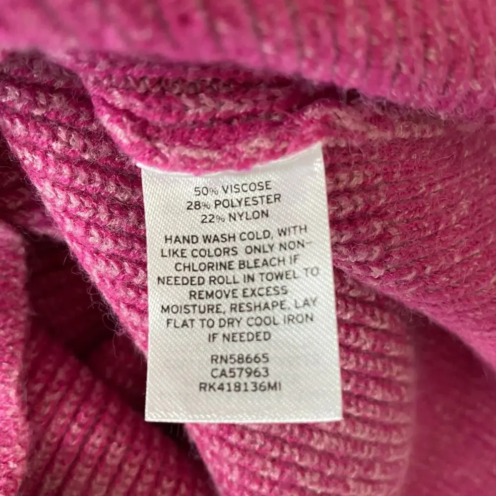 FREE PRESS Womens Sweater Size M Pink Mock Neck Puff Sleeve Pull Over Fitted Top - Picture 6 of 9